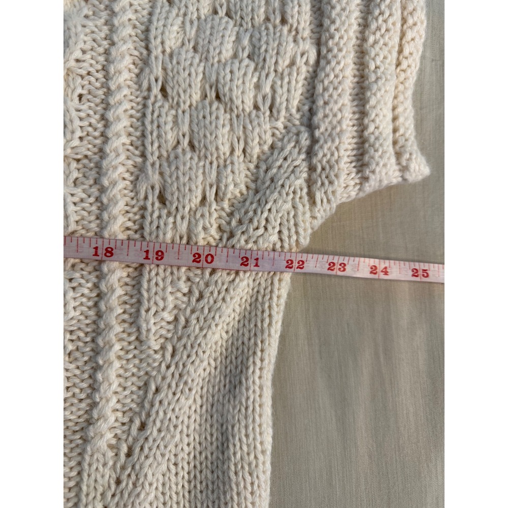 Anthropologie Handknit Alpaca Blend Cable‎ Knit Short Sleeve Sweater Tunic M - Picture 7 of 8